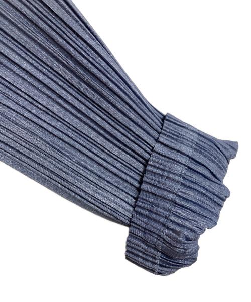 PLEATS PLEASE（プリーツプリーズ）PLEATS PLEASE (プリーツプリーズ) ハネックプリーツカットソー　デザインカットソー　デザインカットソー　ロングスリーブカットソー　日本製 ブルー サイズ:3の古着・服飾アイテム