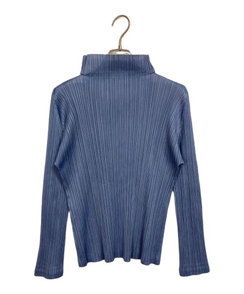PLEATS PLEASE（プリーツプリーズ）PLEATS PLEASE (プリーツプリーズ) ハネックプリーツカットソー　デザインカットソー　デザインカットソー　ロングスリーブカットソー　日本製 ブルー サイズ:3の古着・服飾アイテム