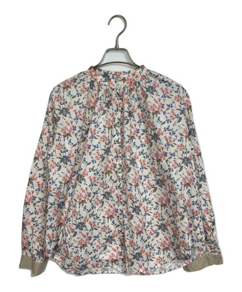etre relie（エトレリー）etre relie (エトレリー) LIBERTY FABRIC (リバティーファブリック) 花柄ブラウス　花柄シャツ　長袖シャツ　フラワープリント ピンク サイズ:実寸参照の古着・服飾アイテム