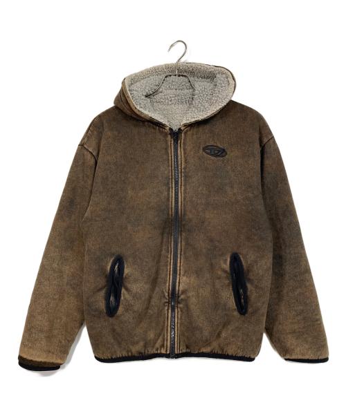 DIESEL（ディーゼル）DIESEL (ディーゼル) F-Ella フーディ　リバーシブル　ボアジャケット ブラウン サイズ:Sの古着・服飾アイテム