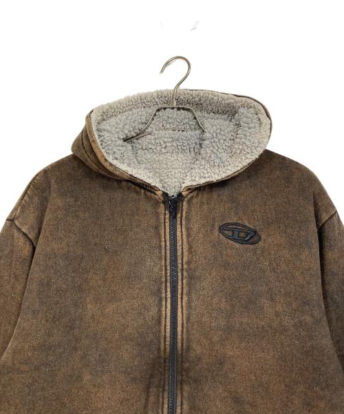 DIESEL（ディーゼル）DIESEL (ディーゼル) F-Ella フーディ　リバーシブル　ボアジャケット ブラウン サイズ:Sの古着・服飾アイテム