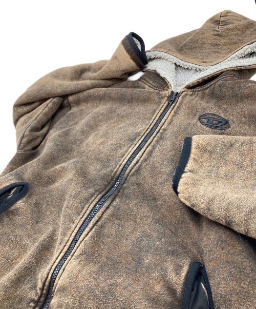 DIESEL（ディーゼル）DIESEL (ディーゼル) F-Ella フーディ　リバーシブル　ボアジャケット ブラウン サイズ:Sの古着・服飾アイテム
