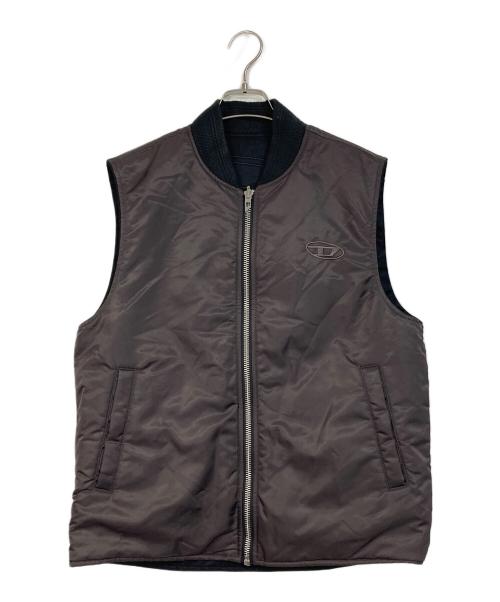 DIESEL（ディーゼル）DIESEL (ディーゼル) ジップアップベスト　リバーシブルベスト ブラウン サイズ:46の古着・服飾アイテム