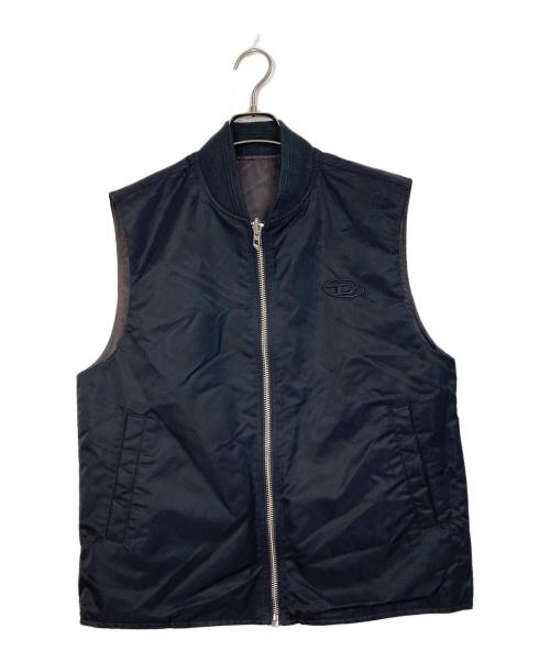 DIESEL（ディーゼル）DIESEL (ディーゼル) ジップアップベスト　リバーシブルベスト ブラウン サイズ:46の古着・服飾アイテム