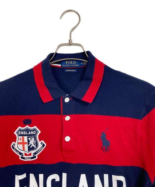 POLO RALPH LAUREN（ポロ・ラルフローレン）POLO RALPH LAUREN (ポロ・ラルフローレン) イングランド ボーダーポロシャツ ネイビー×レッド サイズ:Mの古着・服飾アイテム