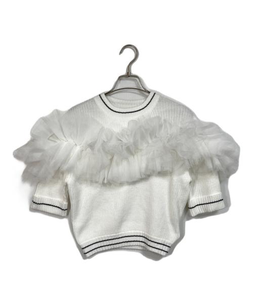 Bibily（ビビィ）Bibily (ビビィ) GISELLE TULLE KNIT  ジゼルチュールニット   ホワイト サイズ:FREEの古着・服飾アイテム