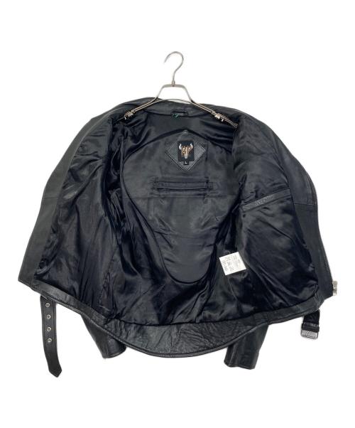 bp（ビーピー）BP (ビーピー) 水牛革ライダースジャケット ブラック サイズ:Lの古着・服飾アイテム