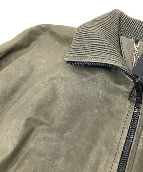 nine label（ナインレーベル）nine label (ナインレーベル) バイカラーレザーコート　羊革 ブラック×カーキ サイズ:Mの古着・服飾アイテム