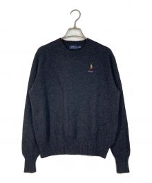 POLO RALPH LAUREN（ポロ・ラルフローレン）の古着「ミニポニー刺繍ニット」｜グレー