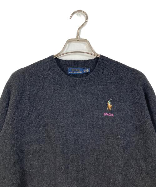 POLO RALPH LAUREN（ポロ・ラルフローレン）POLO RALPH LAUREN (ポロ・ラルフローレン) ミニポニー刺繍ニット グレー サイズ:XSの古着・服飾アイテム