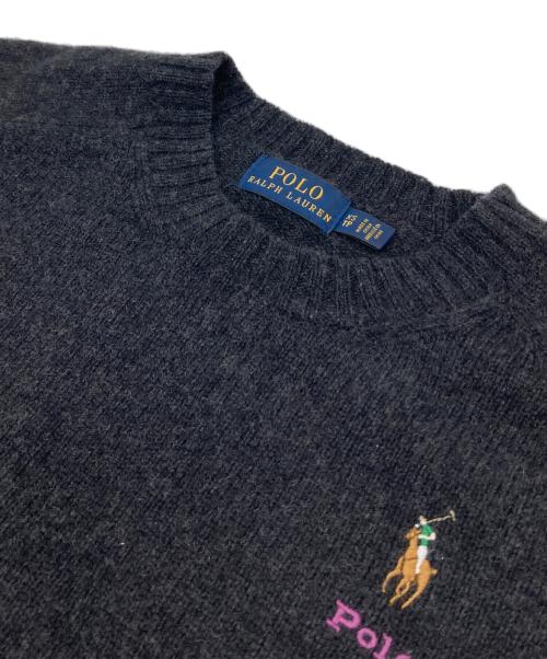 POLO RALPH LAUREN（ポロ・ラルフローレン）POLO RALPH LAUREN (ポロ・ラルフローレン) ミニポニー刺繍ニット グレー サイズ:XSの古着・服飾アイテム