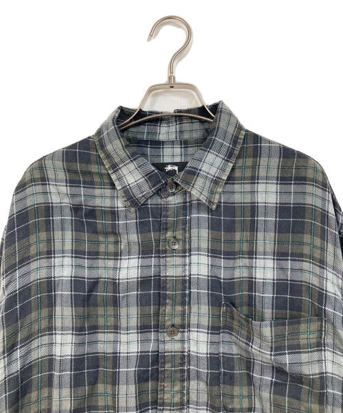 stussy（ステューシー）stussy (ステューシー) MATTHEW PLAID SHIRT チェックシャツ グレー サイズ:Lの古着・服飾アイテム