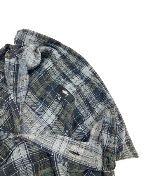 stussy（ステューシー）stussy (ステューシー) MATTHEW PLAID SHIRT チェックシャツ グレー サイズ:Lの古着・服飾アイテム