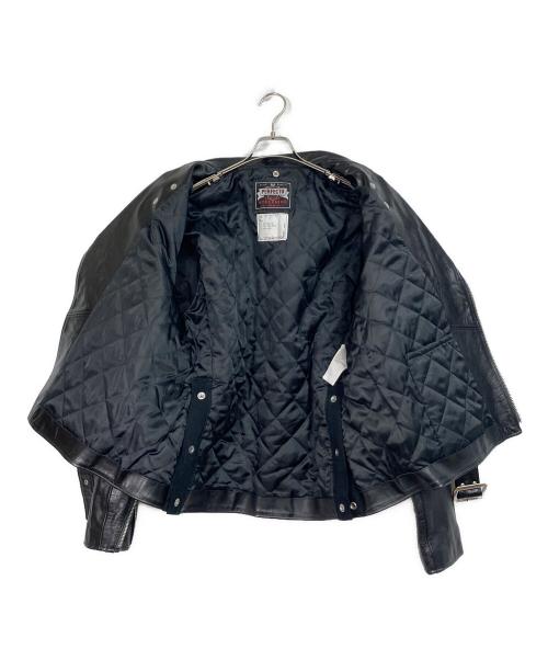 sacai（サカイ）sacai (サカイ) Schott (ショット) MADSAKI (マドサキ) バックプリント ダブルライダースジャケット ブラック サイズ:4の古着・服飾アイテム