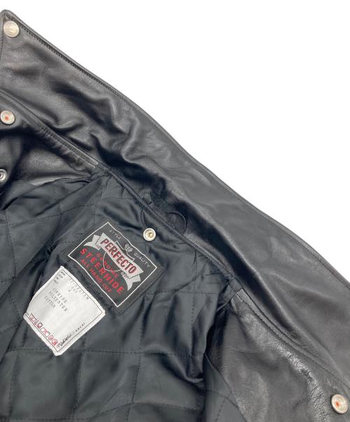 sacai（サカイ）sacai (サカイ) Schott (ショット) MADSAKI (マドサキ) バックプリント ダブルライダースジャケット ブラック サイズ:4の古着・服飾アイテム