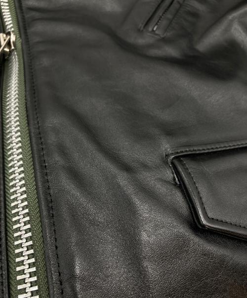 sacai（サカイ）sacai (サカイ) Schott (ショット) MADSAKI (マドサキ) バックプリント ダブルライダースジャケット ブラック サイズ:4の古着・服飾アイテム