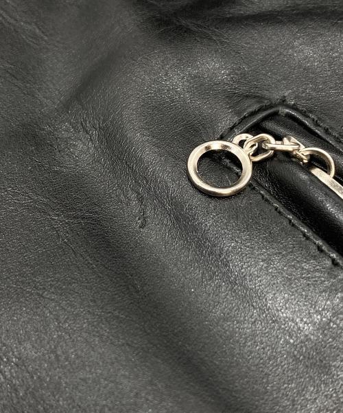 sacai（サカイ）sacai (サカイ) Schott (ショット) MADSAKI (マドサキ) バックプリント ダブルライダースジャケット ブラック サイズ:4の古着・服飾アイテム
