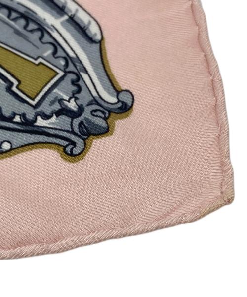 HERMES（エルメス）HERMES (エルメス) カレ90  Les Cles シルクスカーフ ホワイト×ピンク サイズ:実寸参照の古着・服飾アイテム