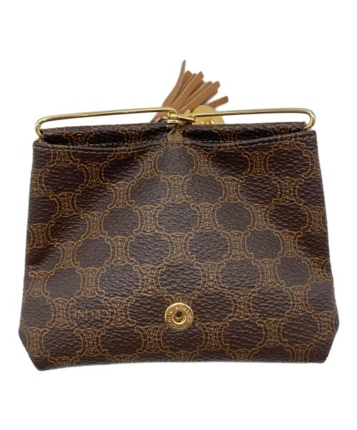 CELINE（セリーヌ）CELINE (セリーヌ) マカダム柄 トライアングル コインケース　イタリア製 ブラウン サイズ:実寸参照の古着・服飾アイテム