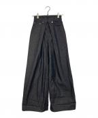 JOHN LAWRENCE SULLIVANジョン ローレンス サリバン）の古着「RIGID DENIM WIDE PANTS ワイドデニムパンツ」｜グレー
