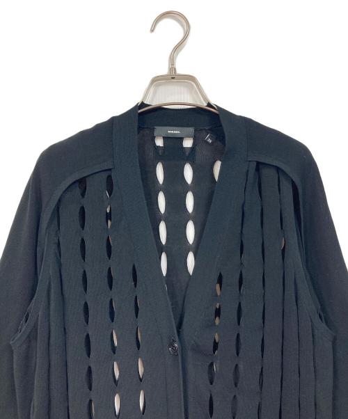 DIESEL（ディーゼル）DIESEL (ディーゼル) メッシュロングカーディガン　デザインカーディガン ブラック サイズ:XSの古着・服飾アイテム