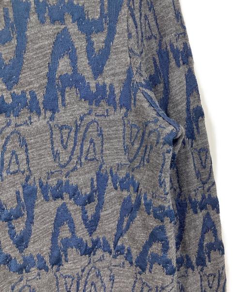 Vivienne Westwood RED LABEL（ヴィヴィアンウエストウッドレッドレーベル）Vivienne Westwood RED LABEL (ヴィヴィアンウエストウッドレッドレーベル) オーブボタン 総柄カーディガン　日本製 グレー×ネイビー サイズ:Mの古着・服飾アイテム