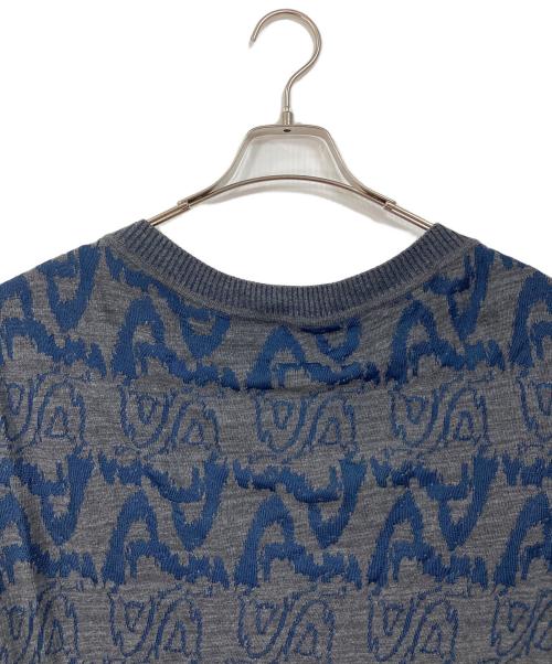 Vivienne Westwood RED LABEL（ヴィヴィアンウエストウッドレッドレーベル）Vivienne Westwood RED LABEL (ヴィヴィアンウエストウッドレッドレーベル) オーブボタン 総柄カーディガン　日本製 グレー×ネイビー サイズ:Mの古着・服飾アイテム
