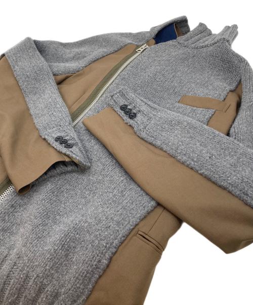 sacai（サカイ）sacai (サカイ) sacai Suiting Wool Knit Jacket グレー サイズ:4の古着・服飾アイテム