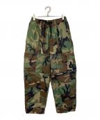MAISON SPECIALメゾンスペシャル）の古着「Patchwork Vintage Clothes Camouflage Wide Tapered Cargo Pants カモフラ　カーゴパンツ」｜カーキ