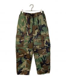 MAISON SPECIAL（メゾンスペシャル）の古着「Patchwork Vintage Clothes Camouflage Wide Tapered Cargo Pants カモフラ　カーゴパンツ」｜カーキ