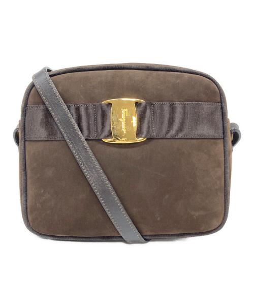 Salvatore Ferragamo（サルヴァトーレ フェラガモ）Salvatore Ferragamo (サルヴァトーレ フェラガモ) ヴァラ スウェードライクショルダーバッグ ブラウンの古着・服飾アイテム