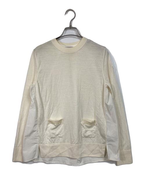 MONCLER（モンクレール）MONCLER (モンクレール) GIROCOLLO TRICOT 異素材ドッキングニット　トルコ製 アイボリー サイズ:Sの古着・服飾アイテム