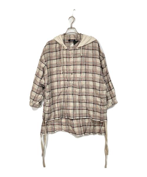 UNDERCOVER（アンダーカバー）UNDERCOVER (アンダーカバー) フード付きプルオーバーチェックシャツ　25SS ベージュ サイズ:3の古着・服飾アイテム