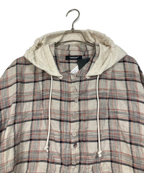 UNDERCOVER（アンダーカバー）UNDERCOVER (アンダーカバー) フード付きプルオーバーチェックシャツ　25SS ベージュ サイズ:3の古着・服飾アイテム