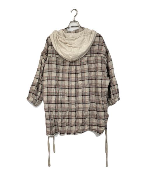 UNDERCOVER（アンダーカバー）UNDERCOVER (アンダーカバー) フード付きプルオーバーチェックシャツ　25SS ベージュ サイズ:3の古着・服飾アイテム