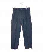 MARGARET HOWELLマーガレットハウエル）の古着「DRY WOOL COTTON GABARDINE トラウザーズ　ドライウールコットンギャバジン　日本製」｜ネイビー