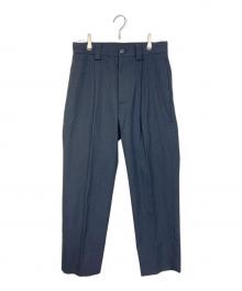 MARGARET HOWELL（マーガレットハウエル）の古着「DRY WOOL COTTON GABARDINE トラウザーズ　ドライウールコットンギャバジン　日本製」｜ネイビー