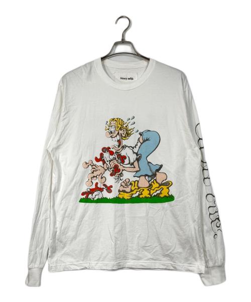 STORY mfg（ストーリーエムエフジー）STORY mfg (ストーリーエムエフジー) 長袖プリントTシャツ ホワイト サイズ:Lの古着・服飾アイテム