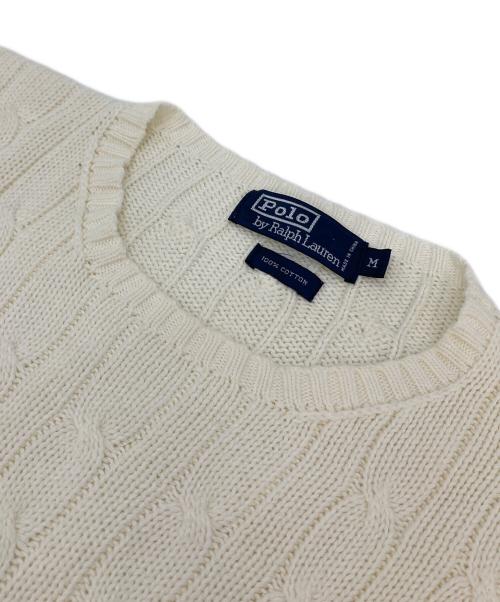 POLO RALPH LAUREN（ポロ・ラルフローレン）POLO RALPH LAUREN (ポロ・ラルフローレン) 【古着】ゴルフ柄ケーブルニット　コットンニット ホワイト サイズ:Mの古着・服飾アイテム