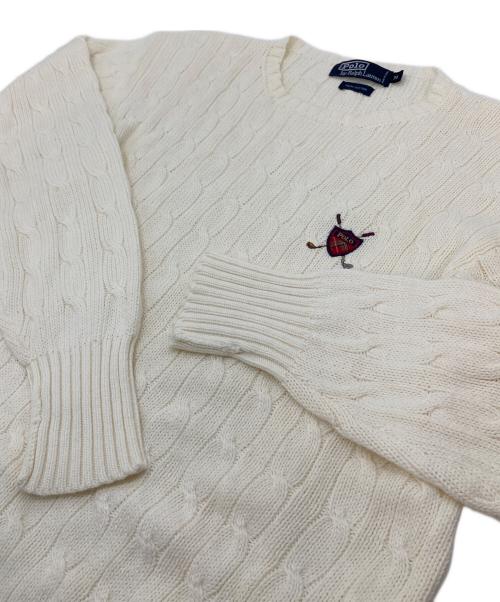 POLO RALPH LAUREN（ポロ・ラルフローレン）POLO RALPH LAUREN (ポロ・ラルフローレン) 【古着】ゴルフ柄ケーブルニット　コットンニット ホワイト サイズ:Mの古着・服飾アイテム