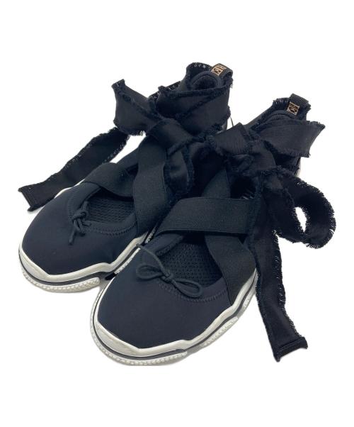 RED VALENTINO（レッドヴァレンティノ）RED VALENTINO (レッドヴァレンティノ) バレエレースアップスニーカー　レースアップ ブラック サイズ:37の古着・服飾アイテム