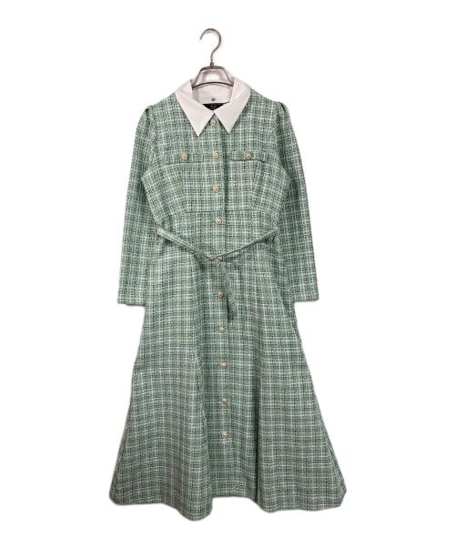 Swingle（スウィングル）Swingle (スウィングル) ツイードワンピース グリーン サイズ:FREEの古着・服飾アイテム