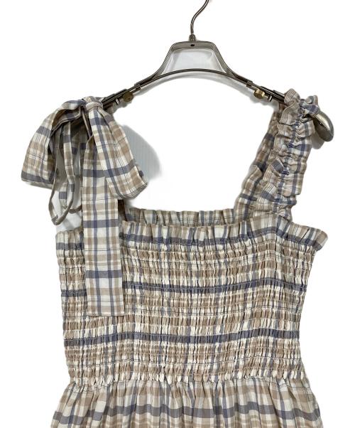 Snidel（スナイデル）Snidel (スナイデル) Sustainableデザインティアードワンピース　ロングワンピース　マキシワンピース　チェック ベージュ サイズ:1の古着・服飾アイテム