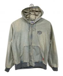 9090（9090）の古着「King Logo Vintage Denim Hoodie キングロゴヴィンテージデニムフーディー  デニムジャケット　アウター」｜ブルー