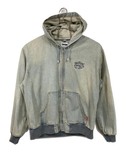 9090（9090）9090 (9090) King Logo Vintage Denim Hoodie キングロゴヴィンテージデニムフーディー  デニムジャケット　アウター ブルー サイズ:XLの古着・服飾アイテム