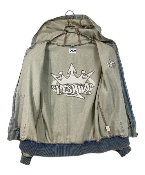 9090（9090）9090 (9090) King Logo Vintage Denim Hoodie キングロゴヴィンテージデニムフーディー  デニムジャケット　アウター ブルー サイズ:XLの古着・服飾アイテム
