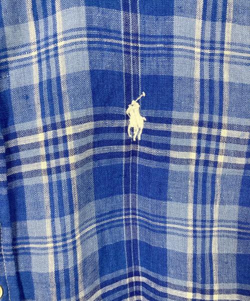 POLO RALPH LAUREN（ポロ・ラルフローレン）POLO RALPH LAUREN (ポロ・ラルフローレン) リネンシャツ　長袖シャツ　チェックシャツ　ポニー刺繍 ブルー サイズ:XSの古着・服飾アイテム
