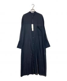 GALERIE VIE（ギャルリーヴィー）の古着「コットンボイルバックスリットシャツワンピース　日本製　」｜ネイビー