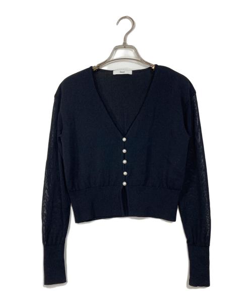 Rene（ルネ）Rene (ルネ) コーティングパール釦カーディガン　日本製 ブラック サイズ:34の古着・服飾アイテム