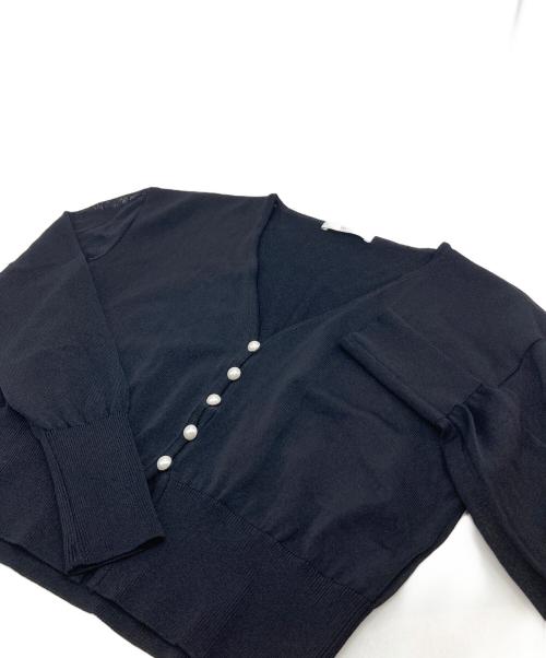 Rene（ルネ）Rene (ルネ) コーティングパール釦カーディガン　日本製 ブラック サイズ:34の古着・服飾アイテム
